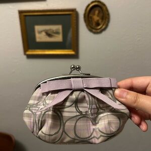 COACH Kisslock Coin Purse Plaid